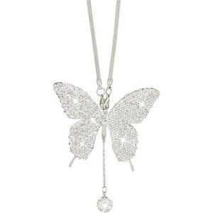 Butterfly Crystal Car Charm Bling Rear View Mirror Hanging Ornament Gift for Wom